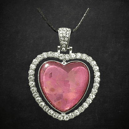 Rhinestone double- sided heart pendant