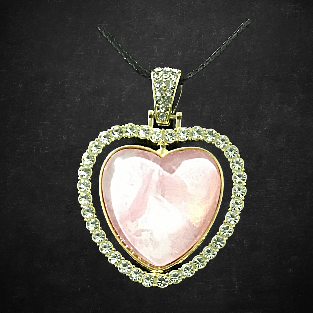 Rhinestone double- sided heart pendant