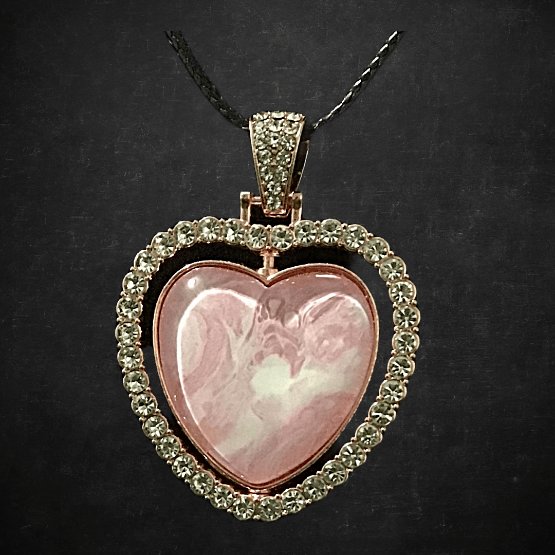 Rhinestone double- sided heart pendant