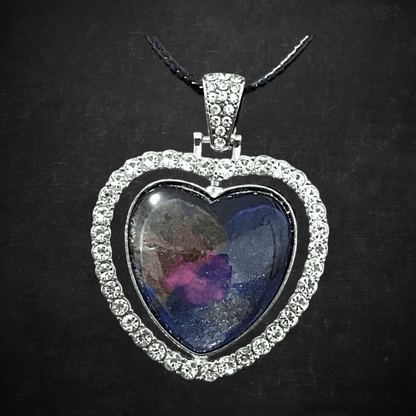 Rhinestone double- sided heart pendant