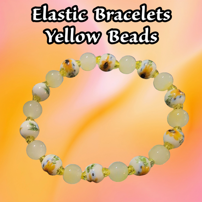 Beaded Elastic Bracelets-Yellow