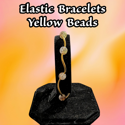Beaded Elastic Bracelets-Yellow