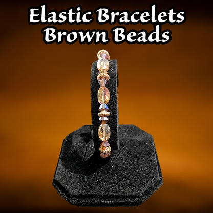 Beaded Elastic Bracelets-Brown