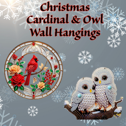 Christmas Cardinal & Owl Wall Hangings