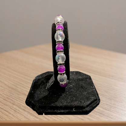 Beaded Elastic Bracelets- Purple