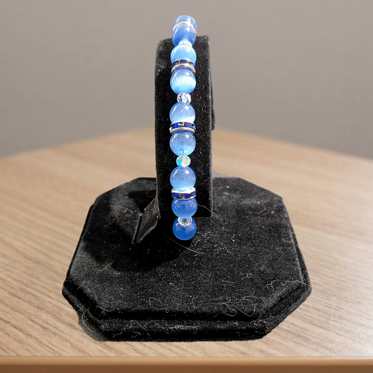 Beaded Elastic Bracelets-Blue