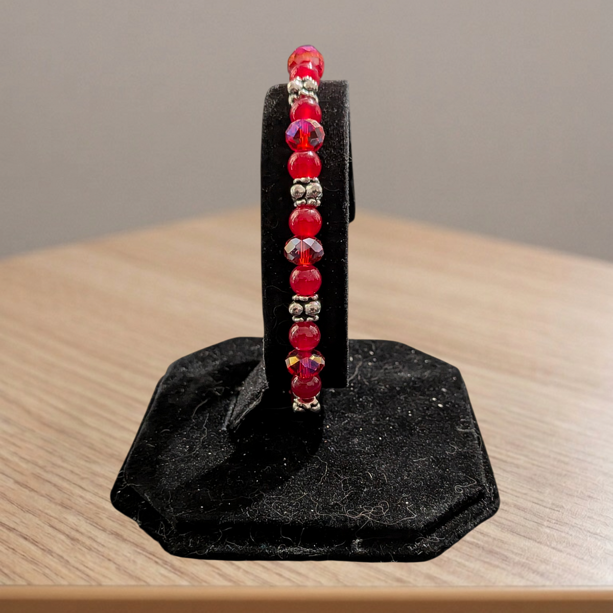 Beaded Elastic Bracelets-Red