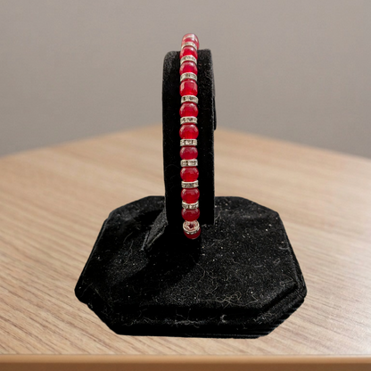 Beaded Elastic Bracelets-Red