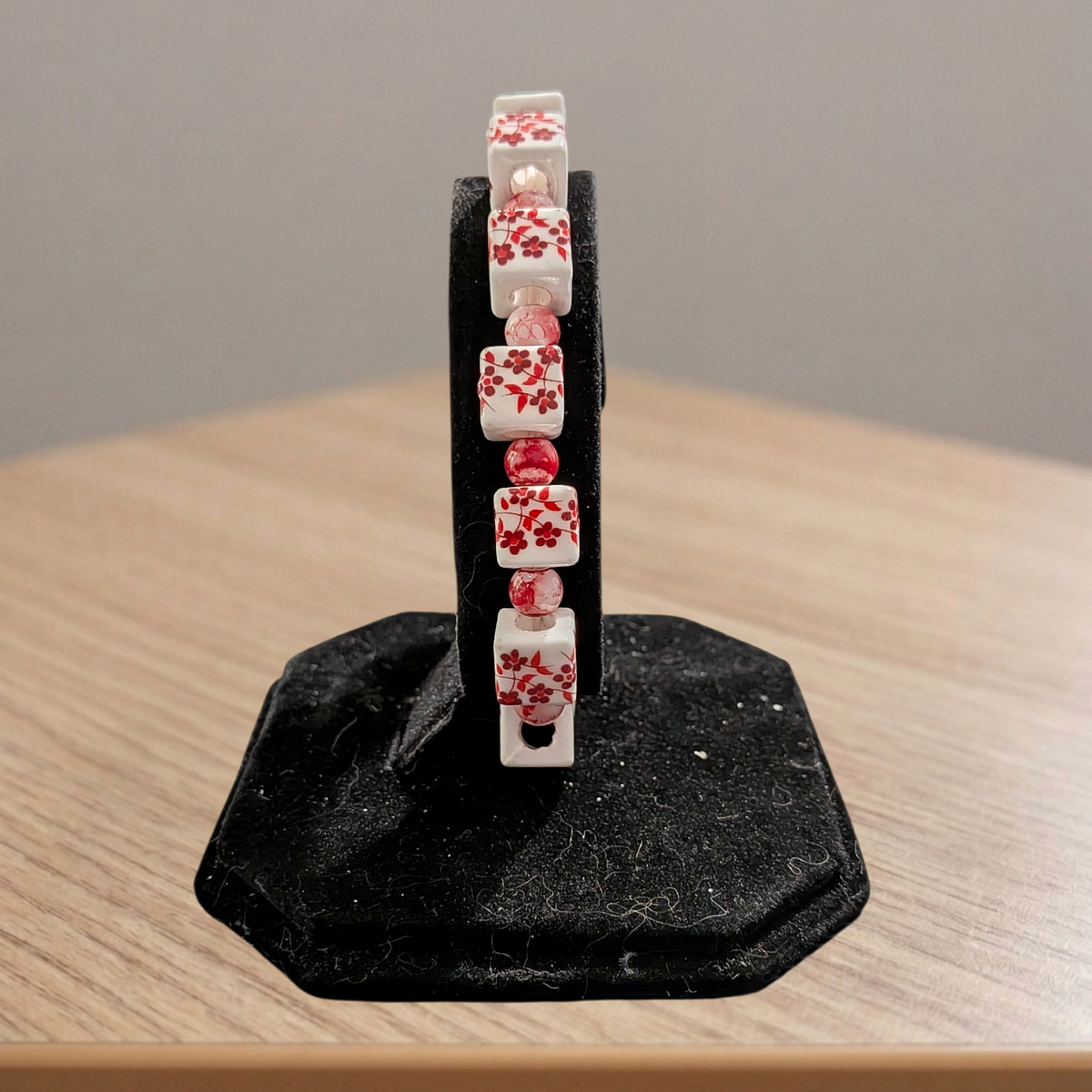 Beaded Elastic Bracelets-Red