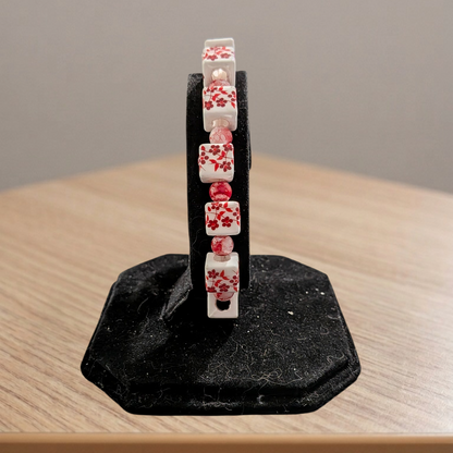 Beaded Elastic Bracelets-Red