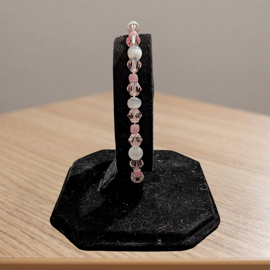 Beaded Elastic Bracelets-Pink