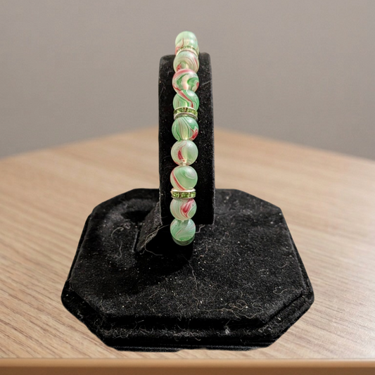 Beaded Elastic Bracelets- Green