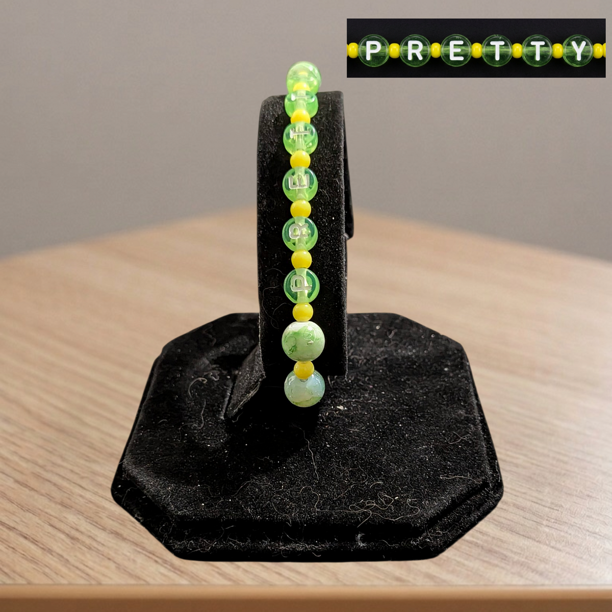 Beaded Elastic Bracelets- Green