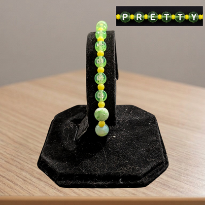 Beaded Elastic Bracelets- Green