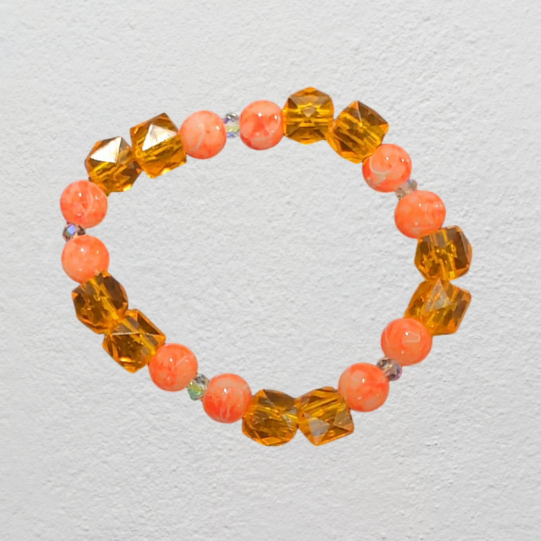 Beaded Elastic Bracelets-Orange