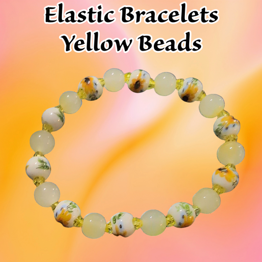 Beaded Elastic Bracelets-Yellow