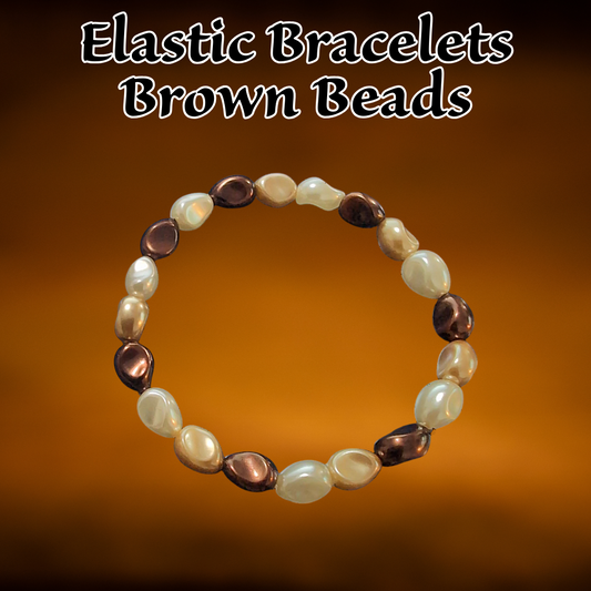 Beaded Elastic Bracelets-Brown