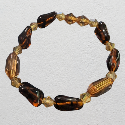 Beaded Elastic Bracelets-Brown