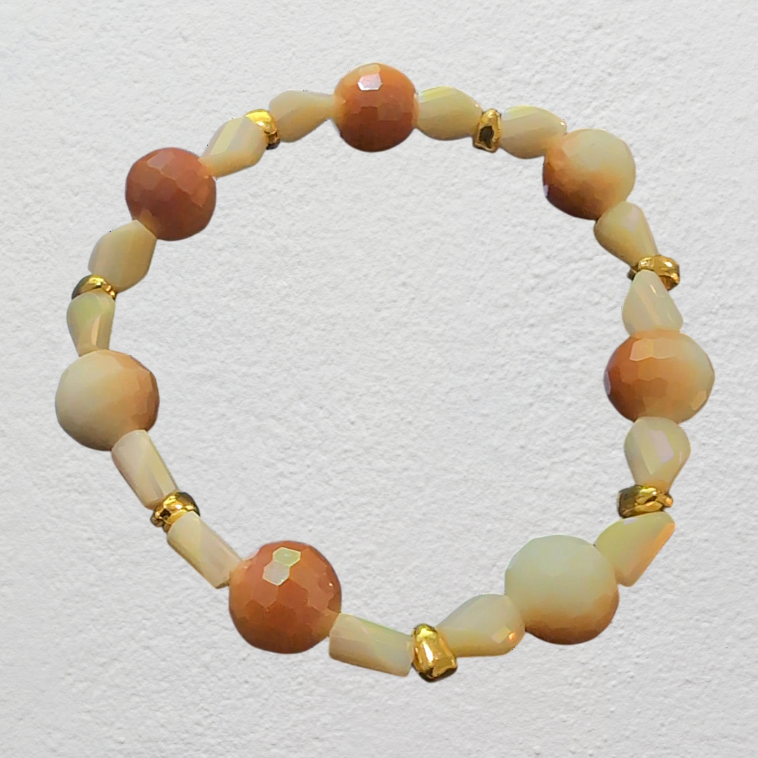 Beaded Elastic Bracelets-Brown