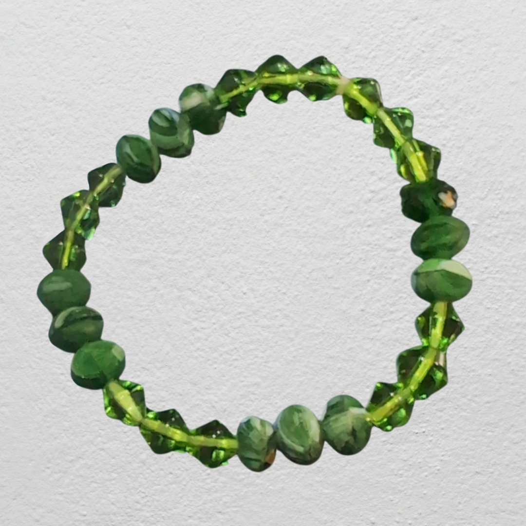 Beaded Elastic Bracelets- Green