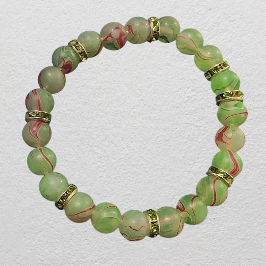 Beaded Elastic Bracelets- Green