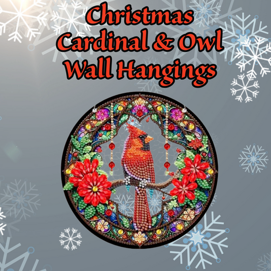 Christmas Cardinal & Owl Wall Hangings