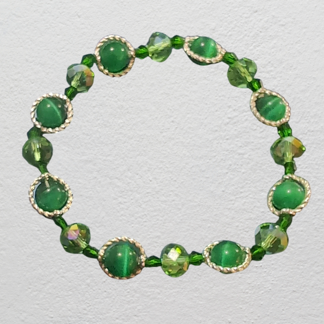 Beaded Elastic Bracelets- Green