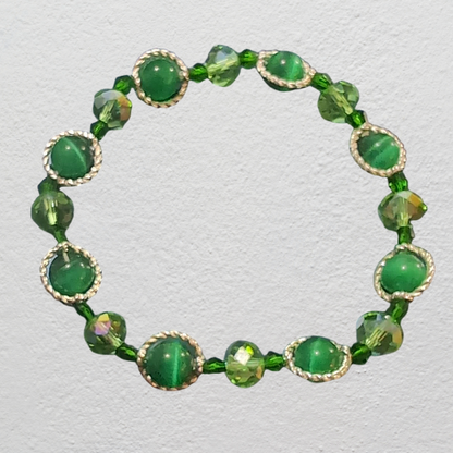 Beaded Elastic Bracelets- Green