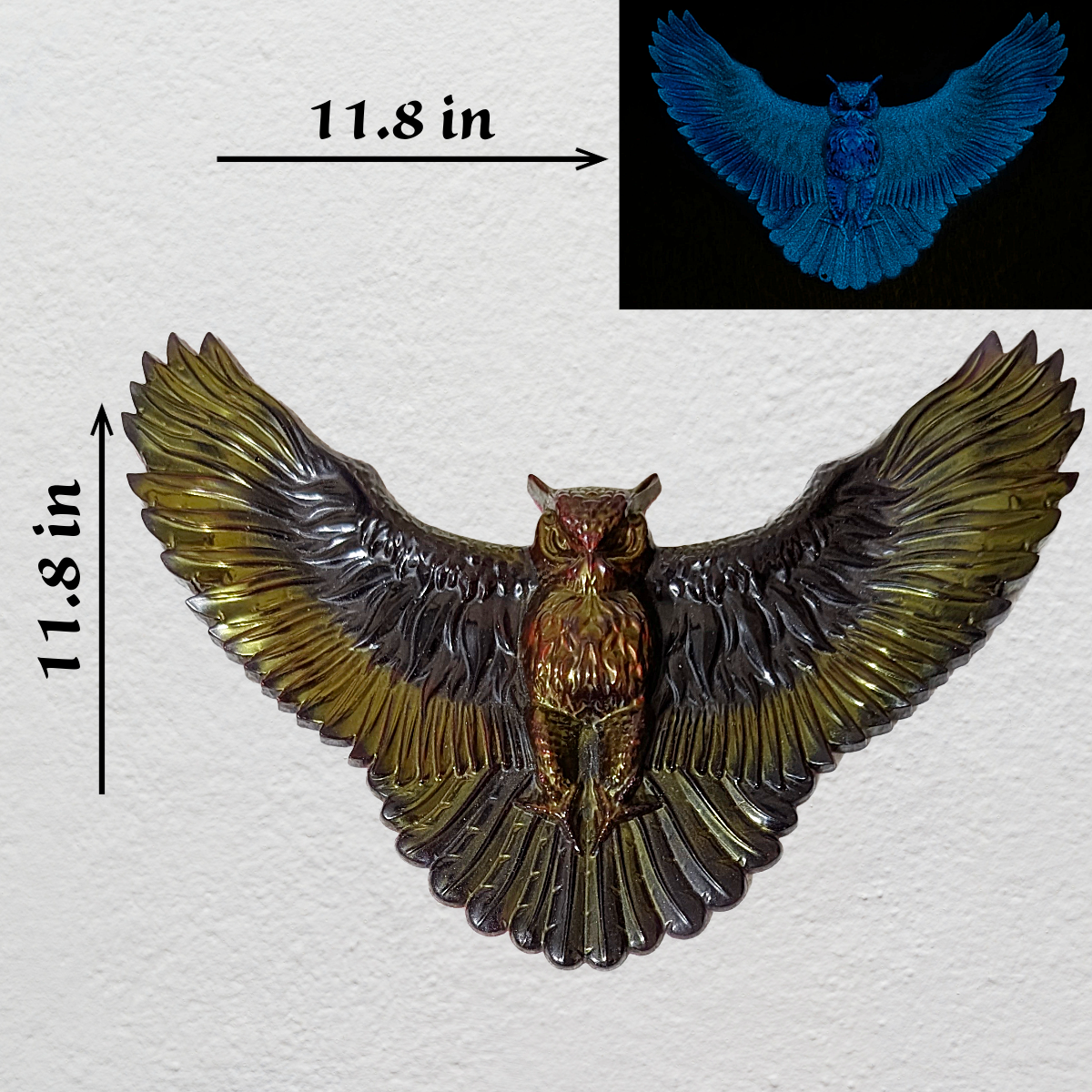 3D Owl Wall Hanging Art Glow in the Dark