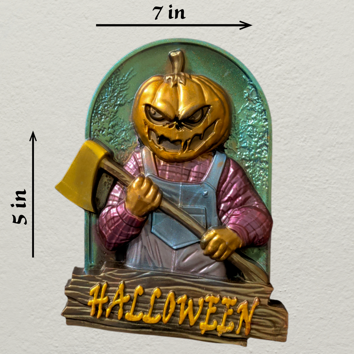 The Pumpkin Carver – Resin Glow-in-the-Dark Halloween Wall Hanging