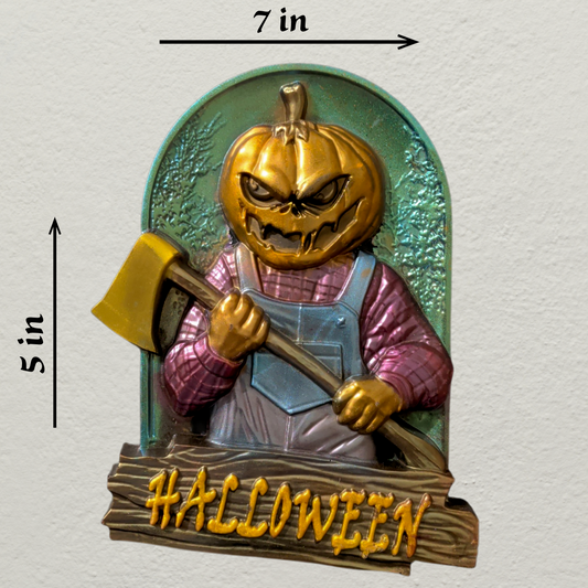 The Pumpkin Carver – Resin Glow-in-the-Dark Halloween Wall Hanging