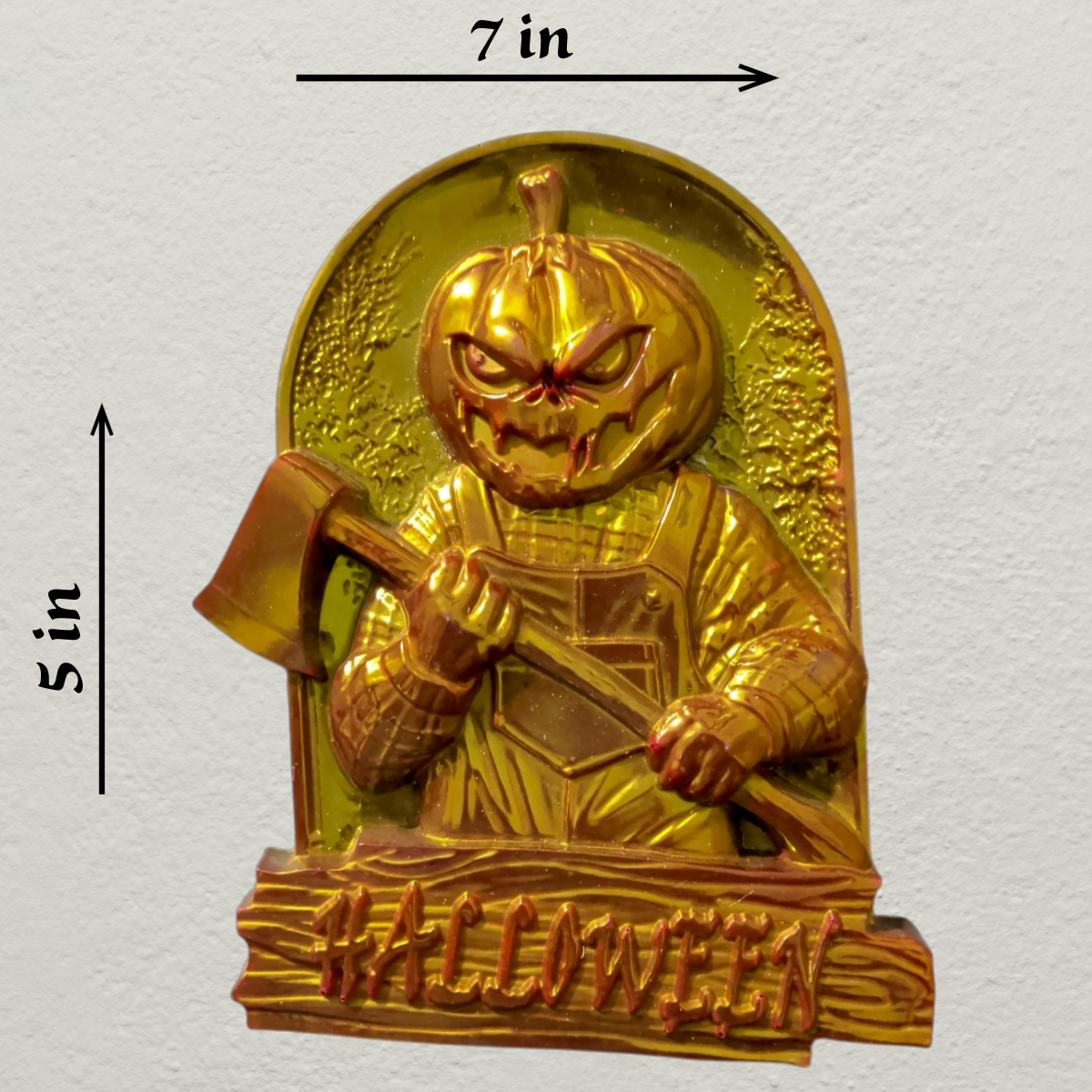 The Pumpkin Carver – Resin Glow-in-the-Dark Halloween Wall Hanging