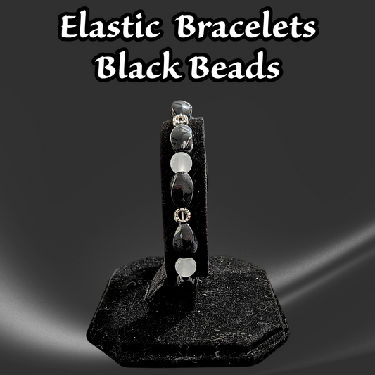 Beaded Elastic Bracelets-Black