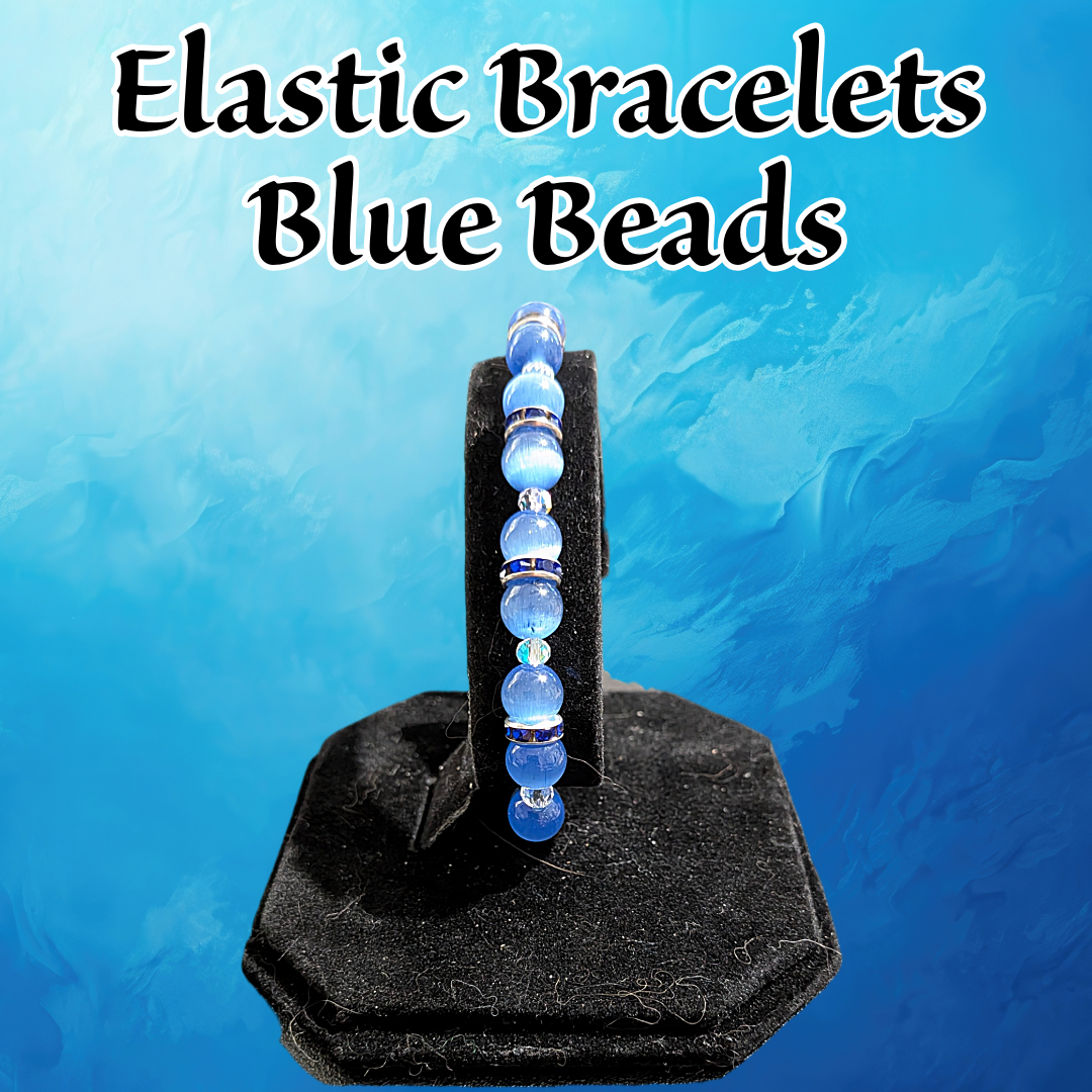Beaded Elastic Bracelets-Blue