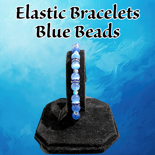 Beaded Elastic Bracelets-Blue