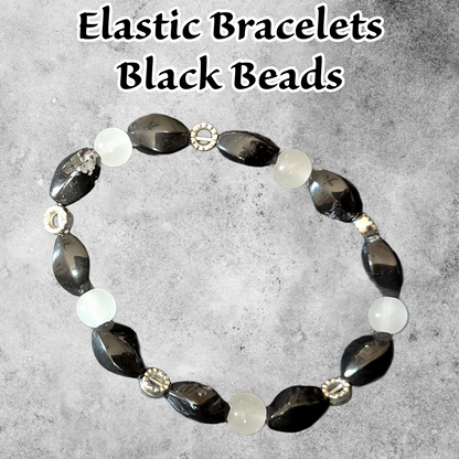 Beaded Elastic Bracelets-Black