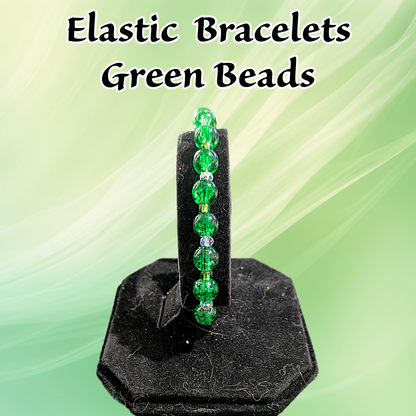 Beaded Elastic Bracelets- Green