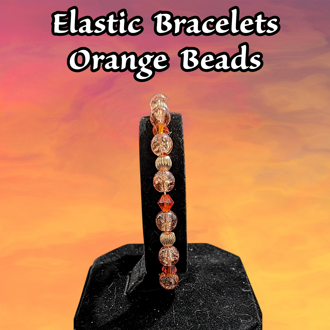 Beaded Elastic Bracelets-Orange