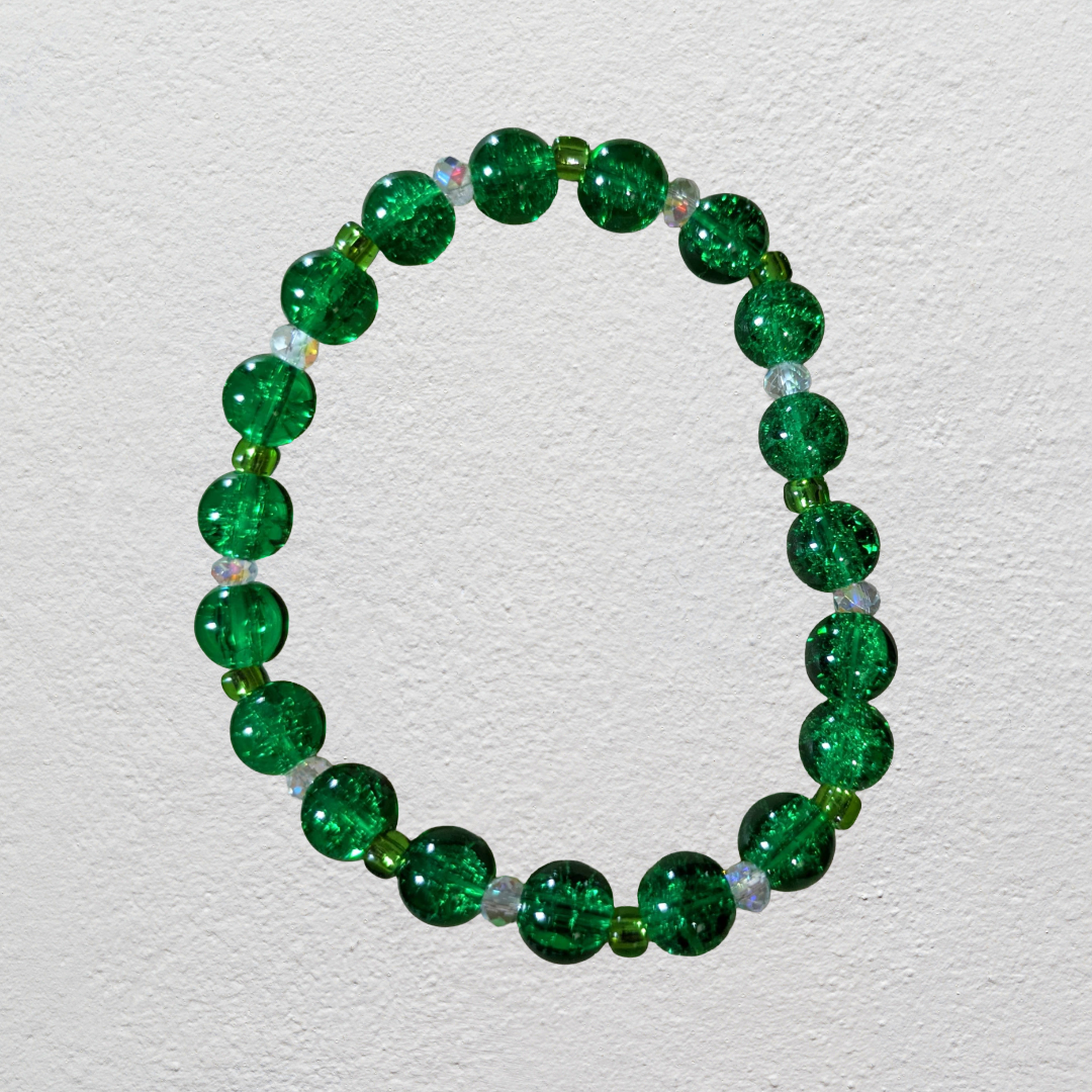 Beaded Elastic Bracelets- Green