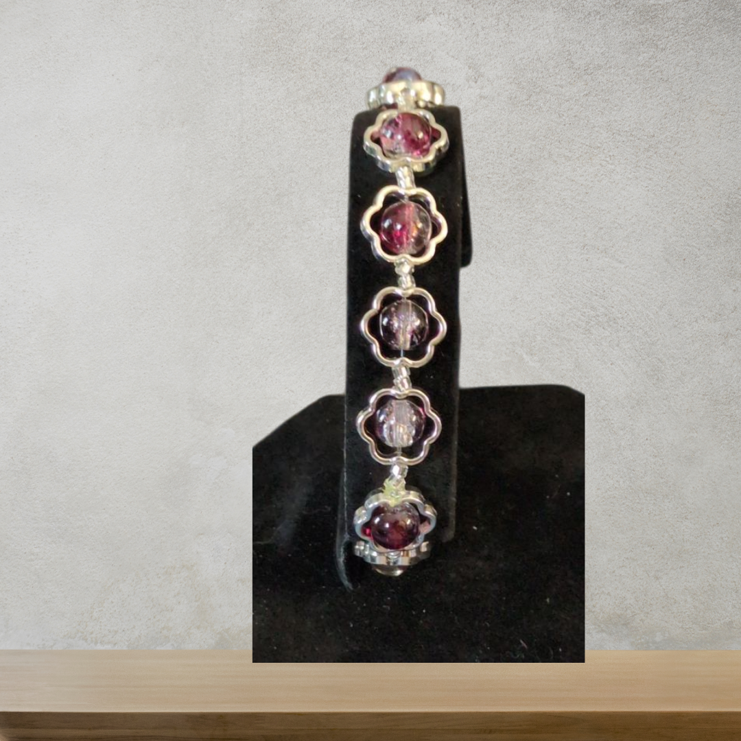 Beaded Elastic Bracelets- Purple