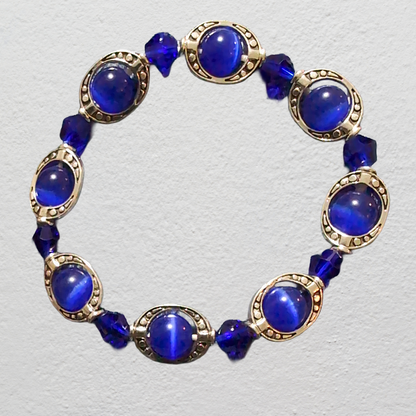 Beaded Elastic Bracelets-Blue