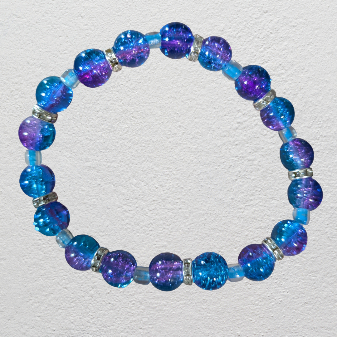 Beaded Elastic Bracelets-Blue