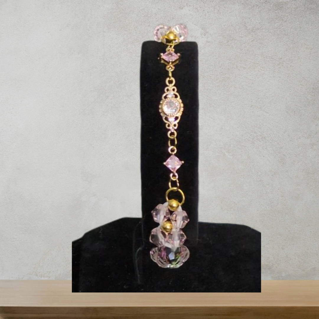 Beaded Elastic Bracelets-Pink