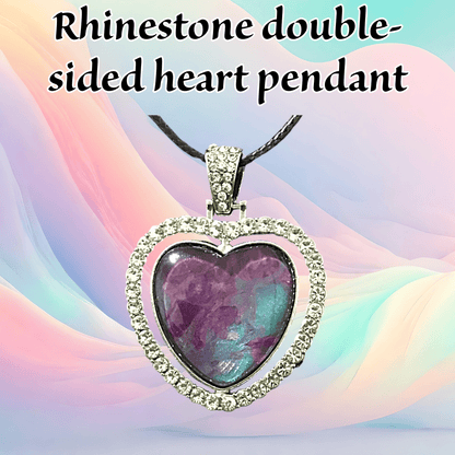 Rhinestone double- sided heart pendant