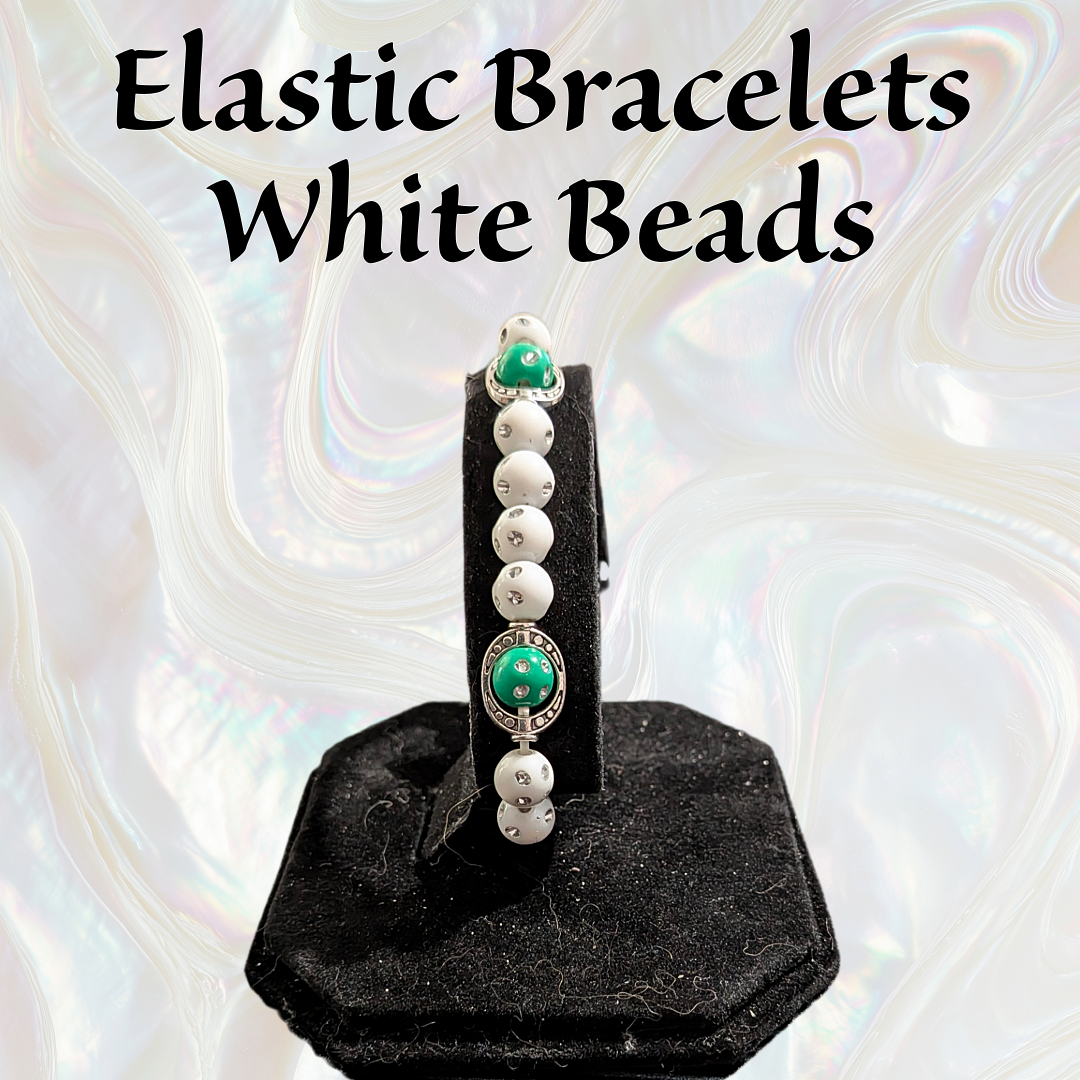 Beaded Elastic Bracelets- White