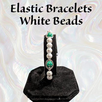Beaded Elastic Bracelets- White